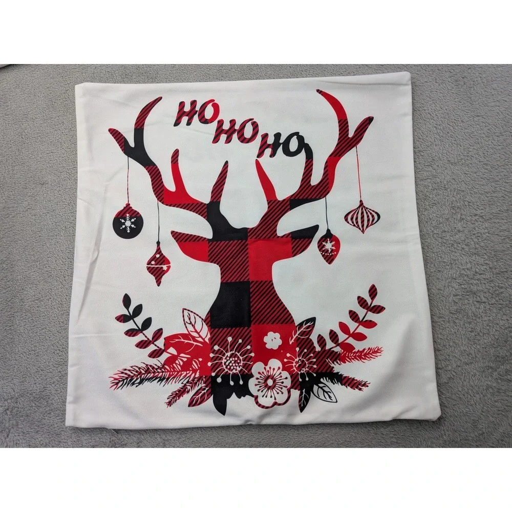 Christmas Pillow Covers Set Buffalo Plaid Snowman Truck Reindeer Holiday Decor